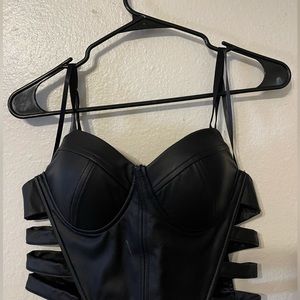 2 piece Black leather inspired outfit